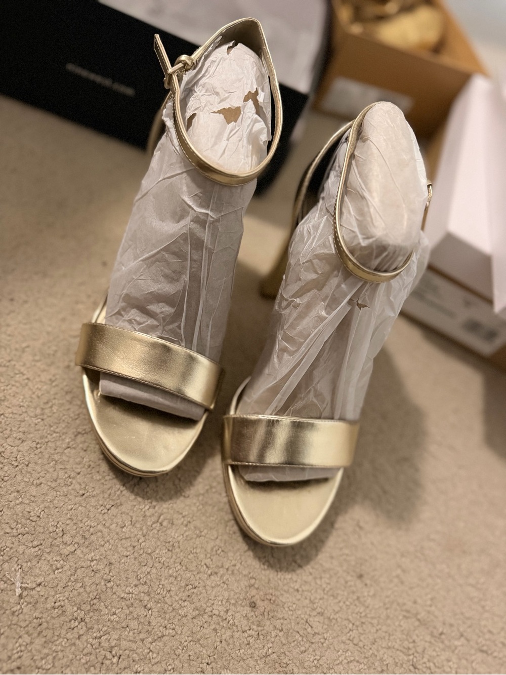 Nine West Elope3 Gold Platform Sandals Size 9
